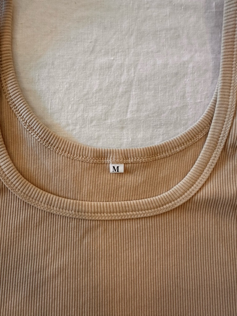 Beige Ribbed Tank Top - Picture 2 of 3